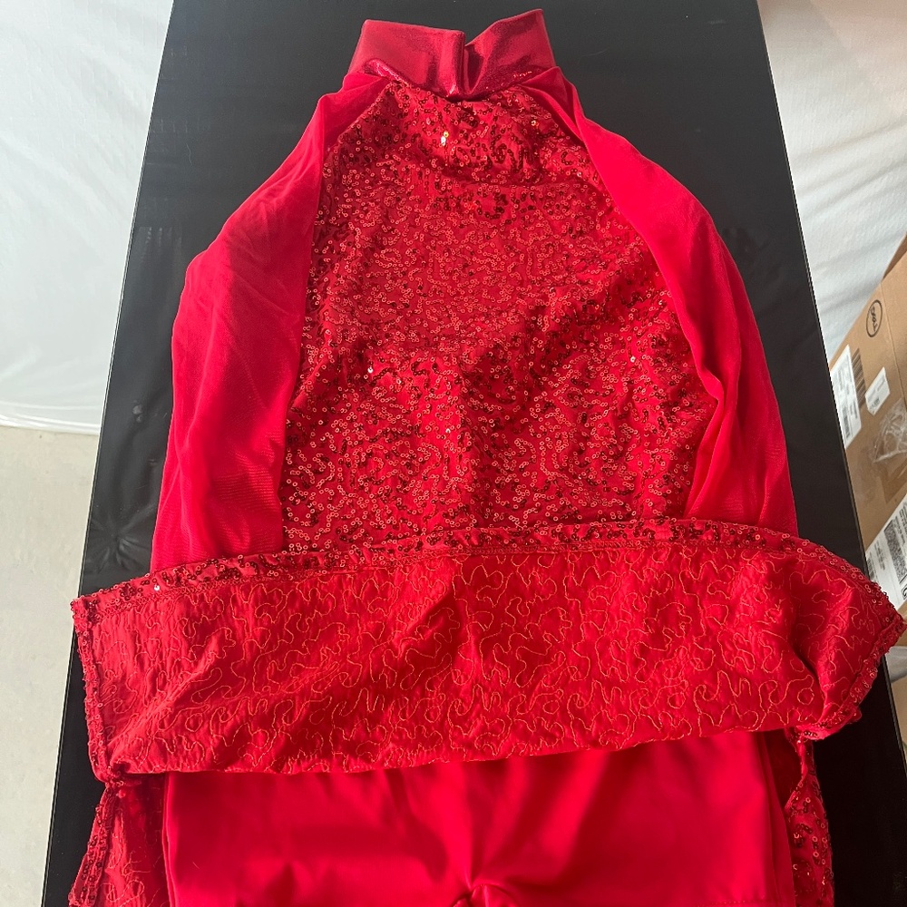 Red Sequin Dance / Ice Skating Costume - Child Large